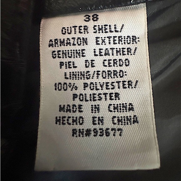 Arizona Jean 1990's Mens Black Genuine Leather Pants Size 36 (38) Motorcycle - Picture 5 of 7